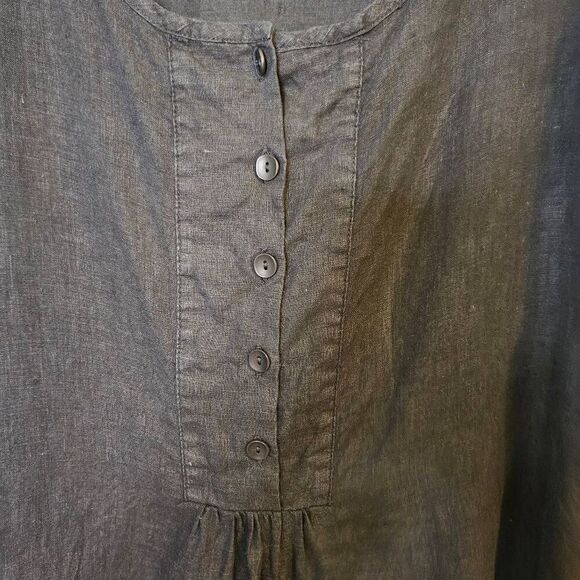 Flax dress, black linen midi. Size M. - Picture 2 of 6